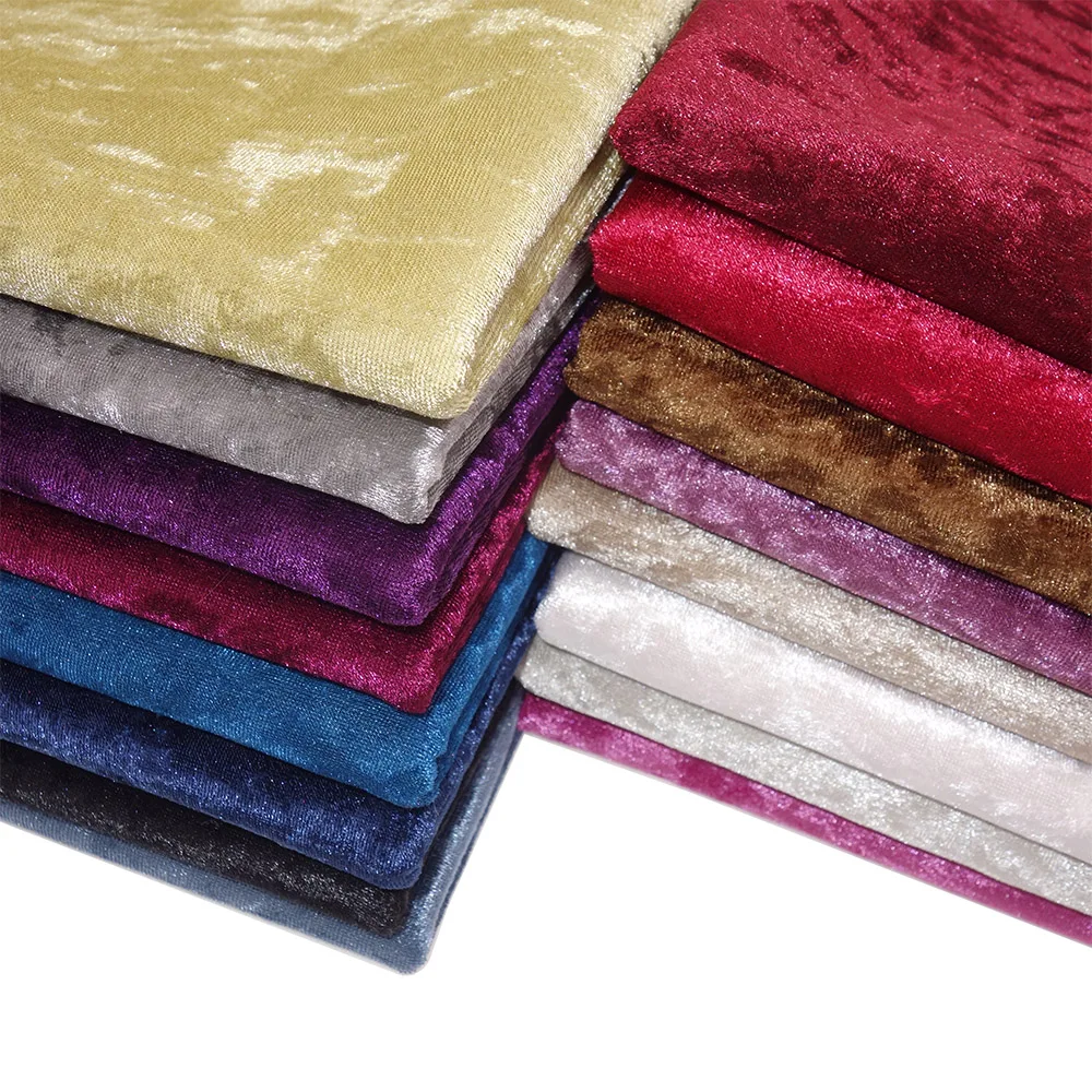 Stretch Crushed Velvet Fabric Upholstery Velour Cloth For Sofa and  Curtain,Red,Black,Grey,Teal,Green,Blue,Pink