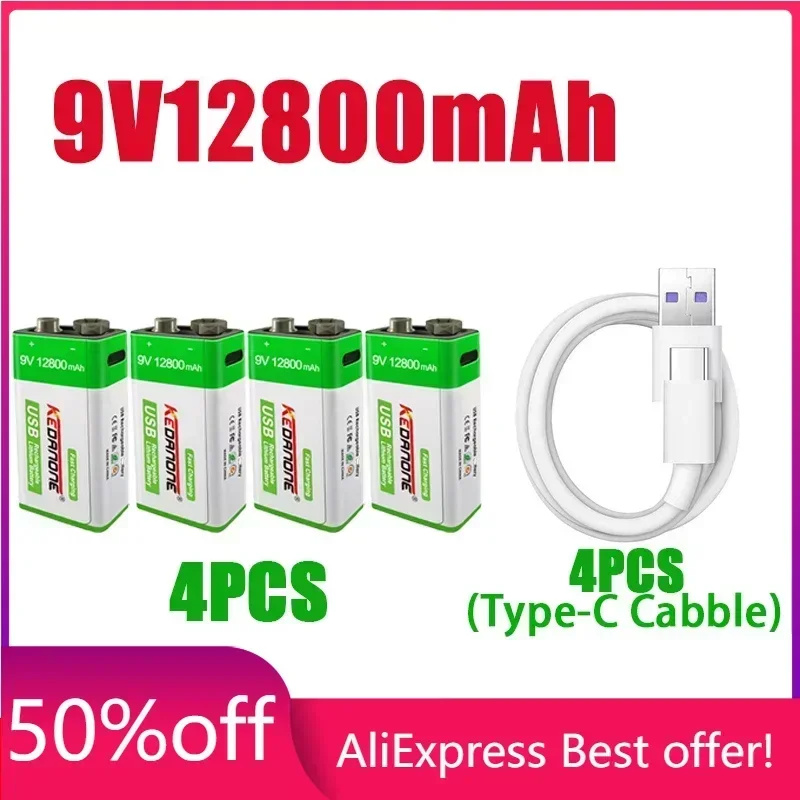 

NEW 9V 12800mAh li-ion Rechargeable battery Micro USB Batteries 9 v lithium for Multimeter Microphone Toy Remote Control KTV use