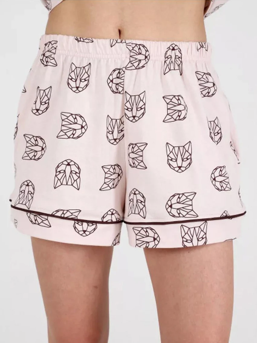 Marthaqiqi New Summer Femme Pajama Suit Sexy Turn-Down Collar Sleepwear Short Sleeve Nightgowns Shorts Casual Ladies Nightie Set
