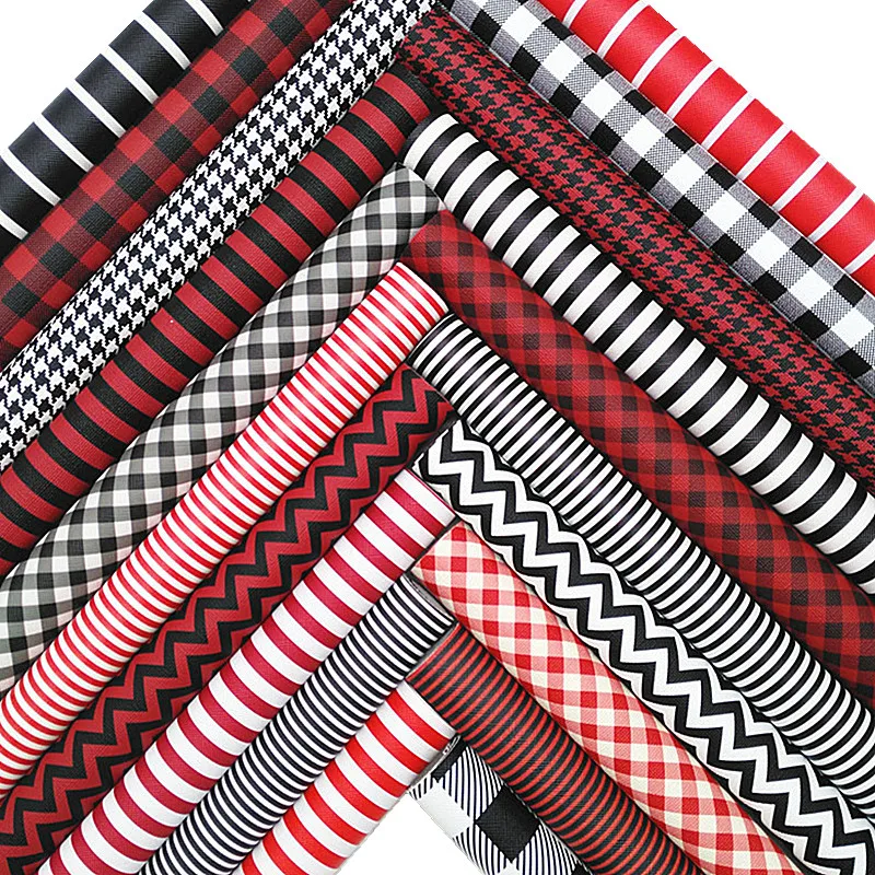 SMALL RED BUFFALO Plaid Faux Leather Sheets, Red and Black, Printed Faux  Leather, Vinyl Fabric Sheet 