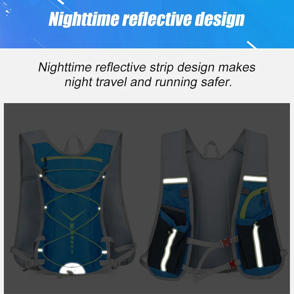Hydration Backpack-Waterproof Helmet Mesh Water Backpack for Running & Hiking with Reflective Stripes, for Men Women