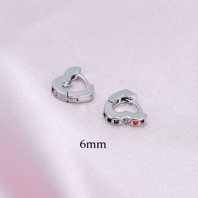 High Quality Luxury Women Small Heart Geometry Hoop Earrings Dazzling Micro Paved CZ Stones Versatile Female Fashion Jewelry