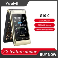 Yeemi G10-C 2G Dual SIM Dual Screen Flip Feature Russian Keyboard 5900mAh Phone Loud Sound for Elder 2.8” FM Mp3/Mp4 Bluetooth