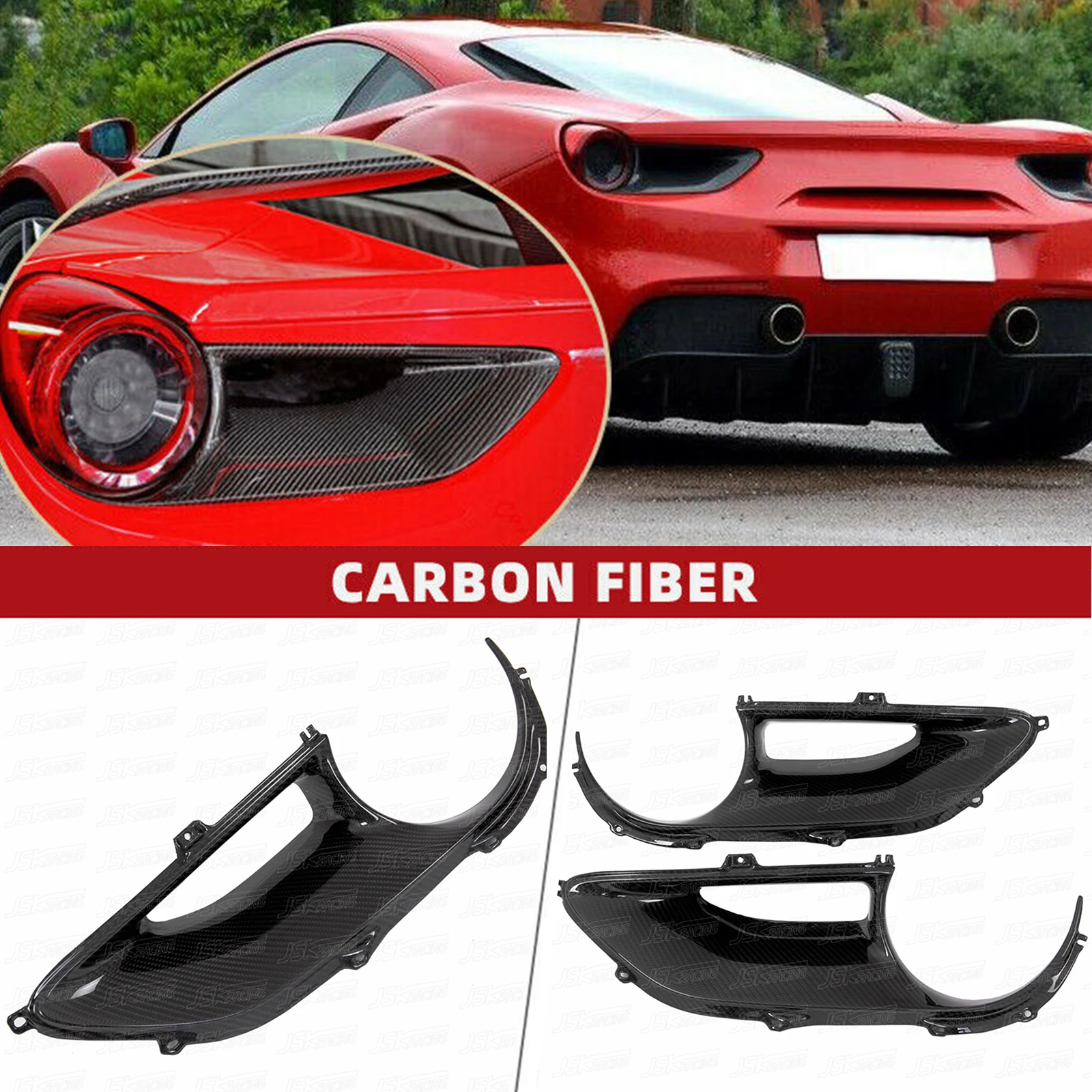 

For Ferrari 488 Gtb Spider 2015-2017 Dry Carbon Fiber Rear Light Cover (Twill Weave)