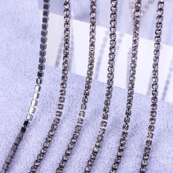 Elegant Gold Crystal Rhinestone Chain Decoration - SS8(2.5mm) (Gun - Black Diamond)