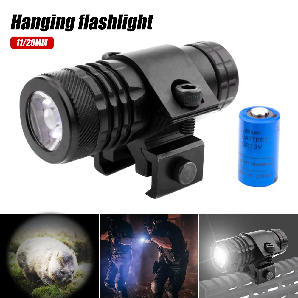 Tactical 11/20MM rechargeable mini flashlight under hanging strong light LED Pistol Light Mount with Rechargeable Battery