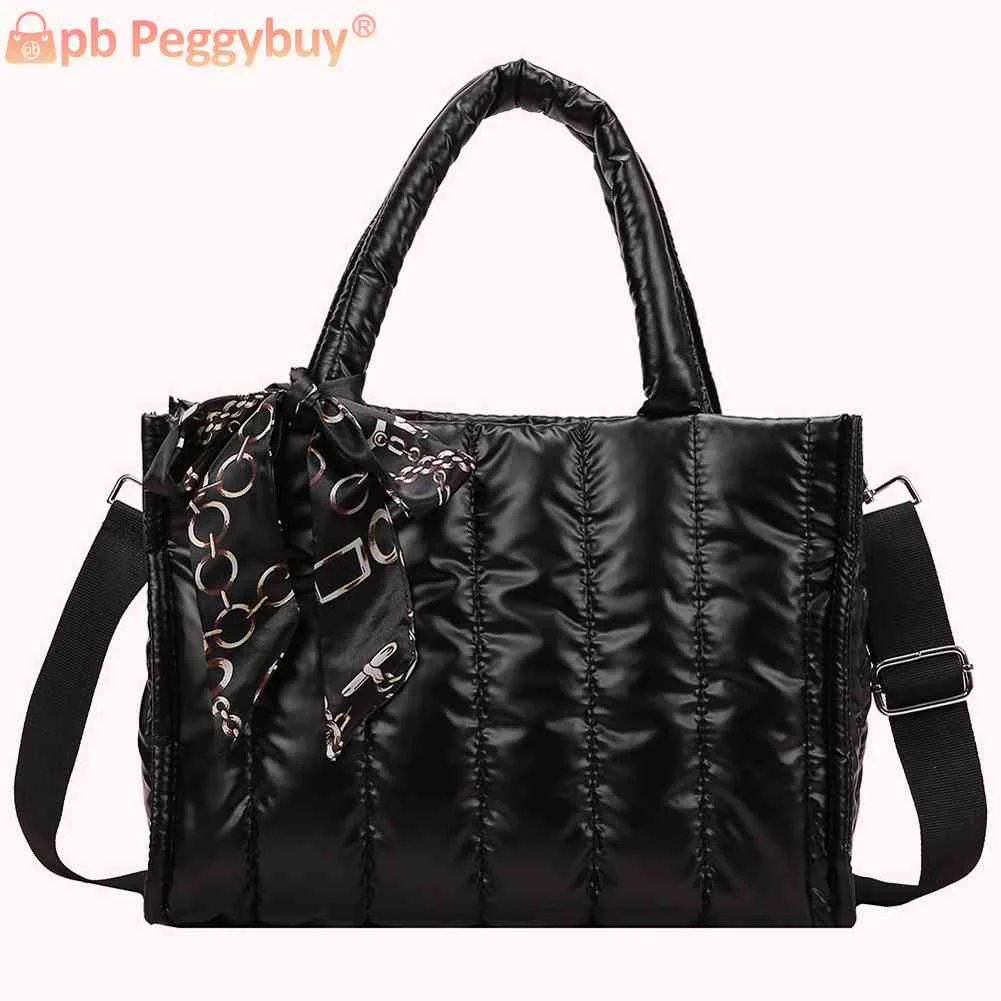 Nylon Tophandle Bag Large Capacity Cotton Padded Shoulder Handbags