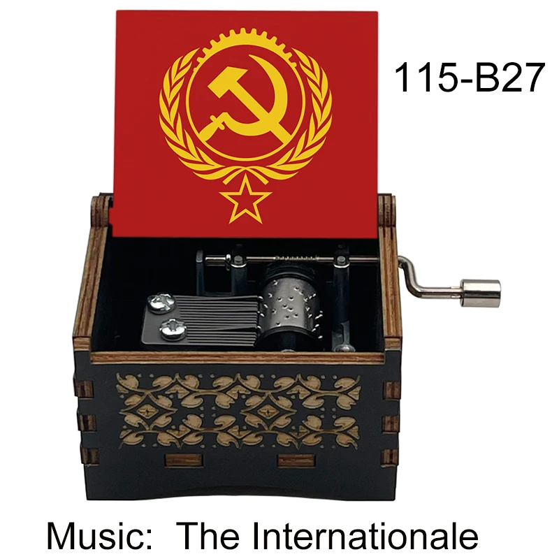 Black Wood The Internationale Music Box 18 Tones Musical Gifts For Senior Grandparent Commemorative Souvenir New Year Cute Decor