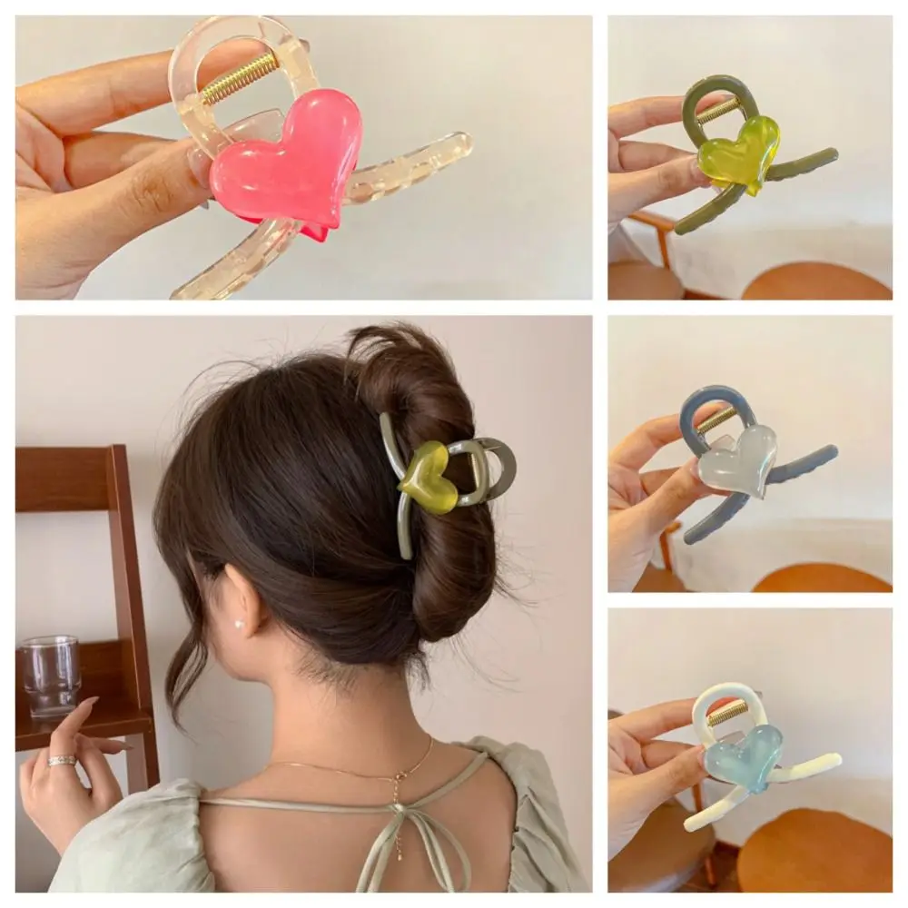 

Korean Style Love Hair Claw Cute Hairgrip Candy Color Mini Hair Claw Headwear Ponytail Clip Acrylic Shark Clip Gift