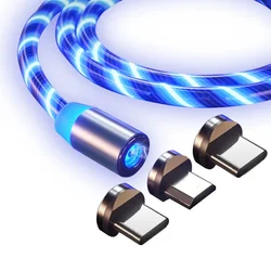 Illuminating 3 - in - 1 Magnetic Charging Cable - 0.5m LED Light Up Data Cable - 1m (Blue)