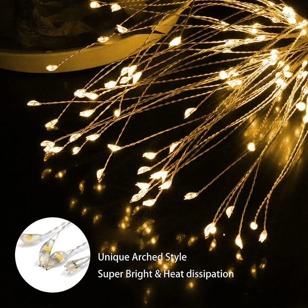 Solar Powered Sparkle Lawn Lights Outdoor Garden LED Dandelion String Lights Firework Design for Landscape Wedding Party Decor