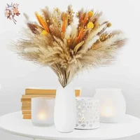 80Pcs Fluffy Pampas Grass Reeds Dried Flowers