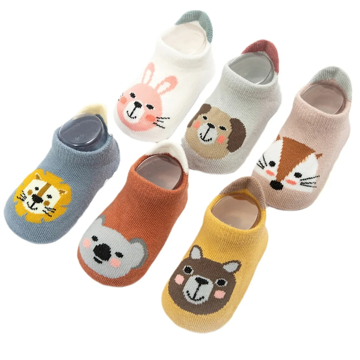 6 Pairs/Lot Cotton Baby Anti-slip Boat Socks For Boys Girls Low Cut Floor Kids Toddler Sock With Rubber Grips For 0-5Years 5