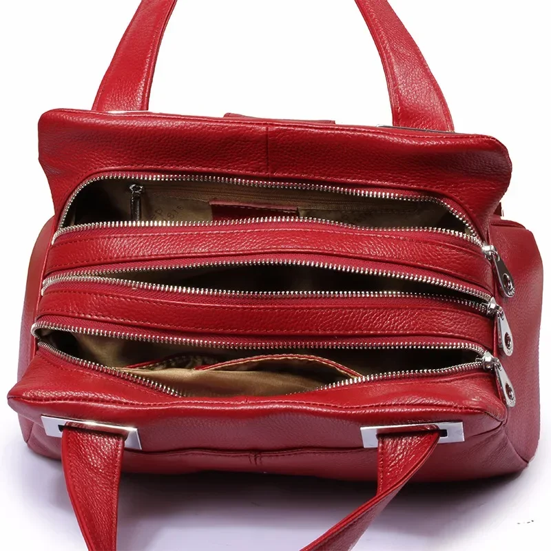 2024 New Luxury Handbag Women's Fashion Simple Solid Color Pillow Bag Genuine Leather Car Stitching Trendy Versatile Handbag