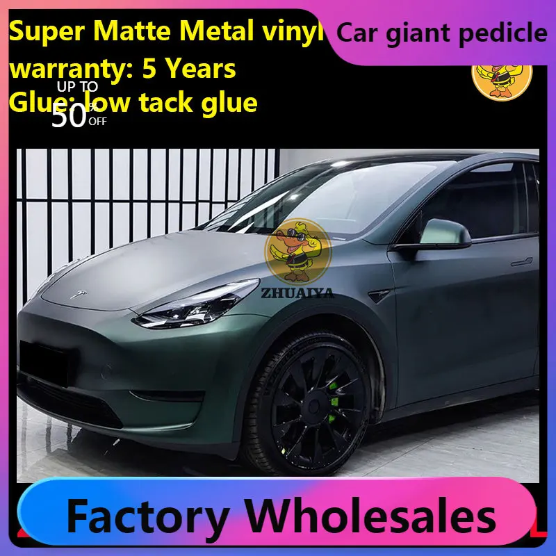 

Super matte metallic Olive Green Vinyl Wrap For Car Wrapping Covering Foil Air Bubble Free Low Tack Glue152*18M/Roll 5x59ft