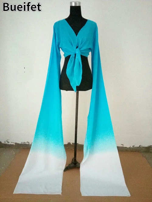 

Chinese Classical Legend Dance Top Water Sleeves Costumes Long Sleeves Fan Poetry Fairy Stage Performance Clothing
