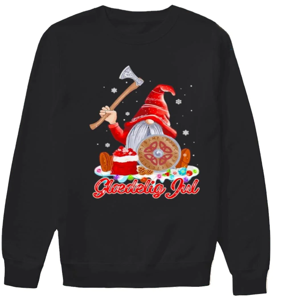 

Glaedelig Jul Gnome Viking Warrior Christmas Sweatshirts 100% Cotton Comfortable Casual Mens Pullover Hoodie Xmas Streetwear