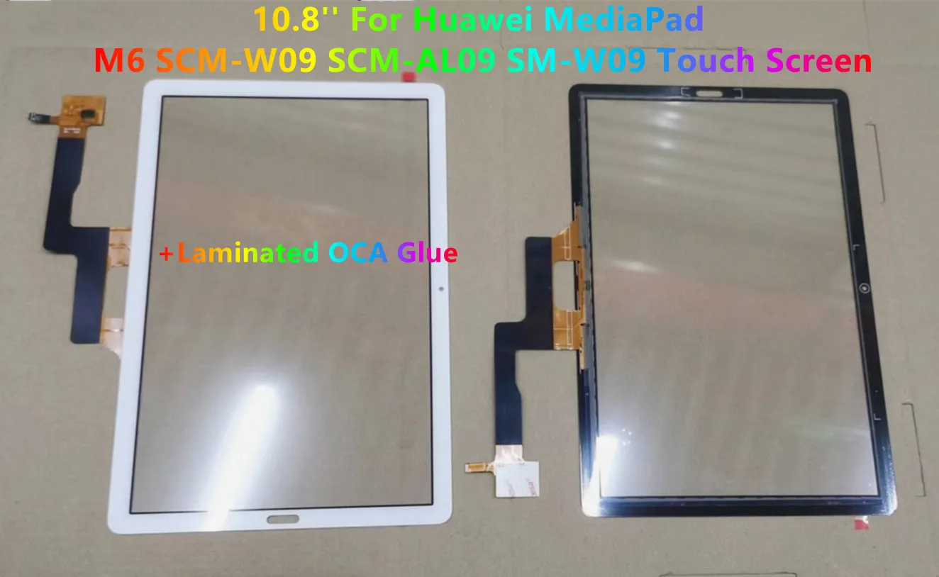 

New 10.8" For Huawei MediaPad M6 10.8 SCM-W09 SCM-AL09 SM-W09 Touch Screen Panel Digitizer Glass +Laminated OCA Glue 100% Tested