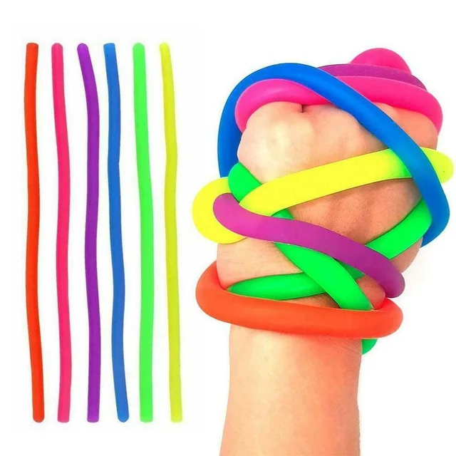 6/12pcs Soft Rubber Noodle Elastic Rope Toys Stretch String Decompression Toy Stretchy String Fidget Relief Stress Vent Toys A+ 2