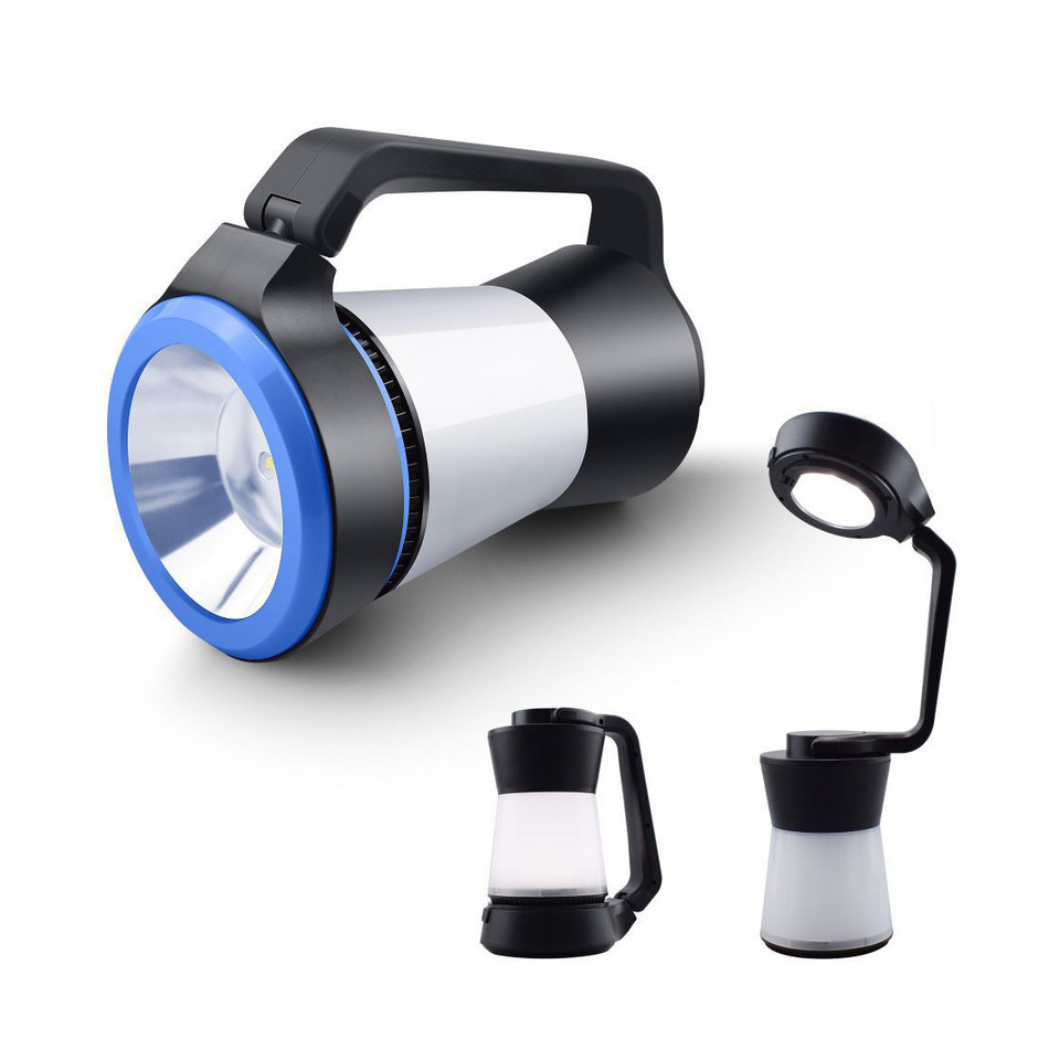 JOYINLED Blue Rechargeable Mobile Flashlight Super Bright LED Dual Light Source Camping Search Tent Outdoor USB