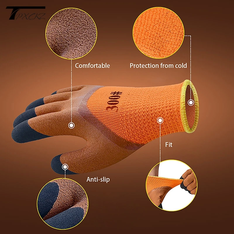 Winter Thickened And Velveted Tire Rubber Wear-resistant Anti-slip Construction Site Labor Protection Gloves Construction Gloves 3
