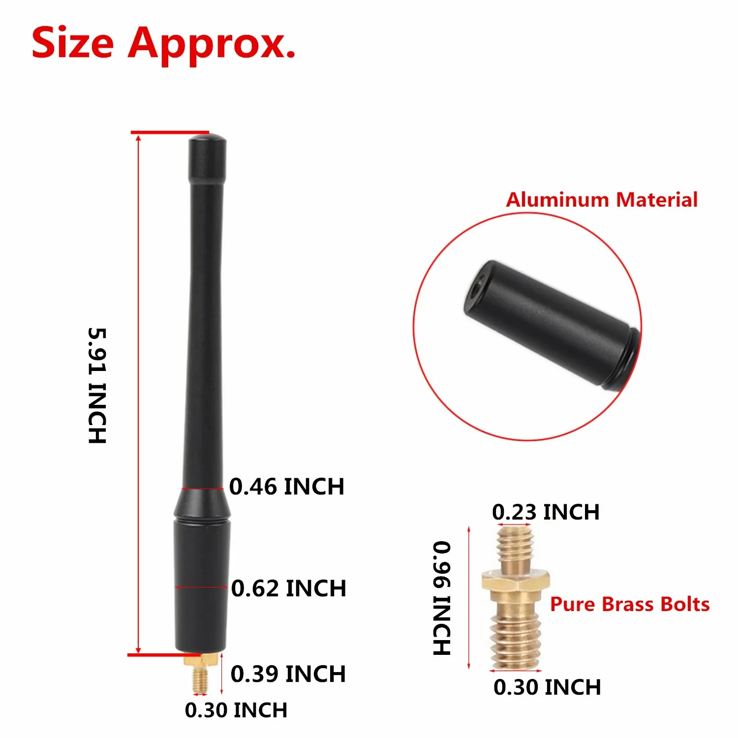 Car Antenna Aluminum 6.29 Inch Antenna For Jeep Wrangler JL 4XE Gladiator JT AM FM Black Shorter Antenna 1PCS