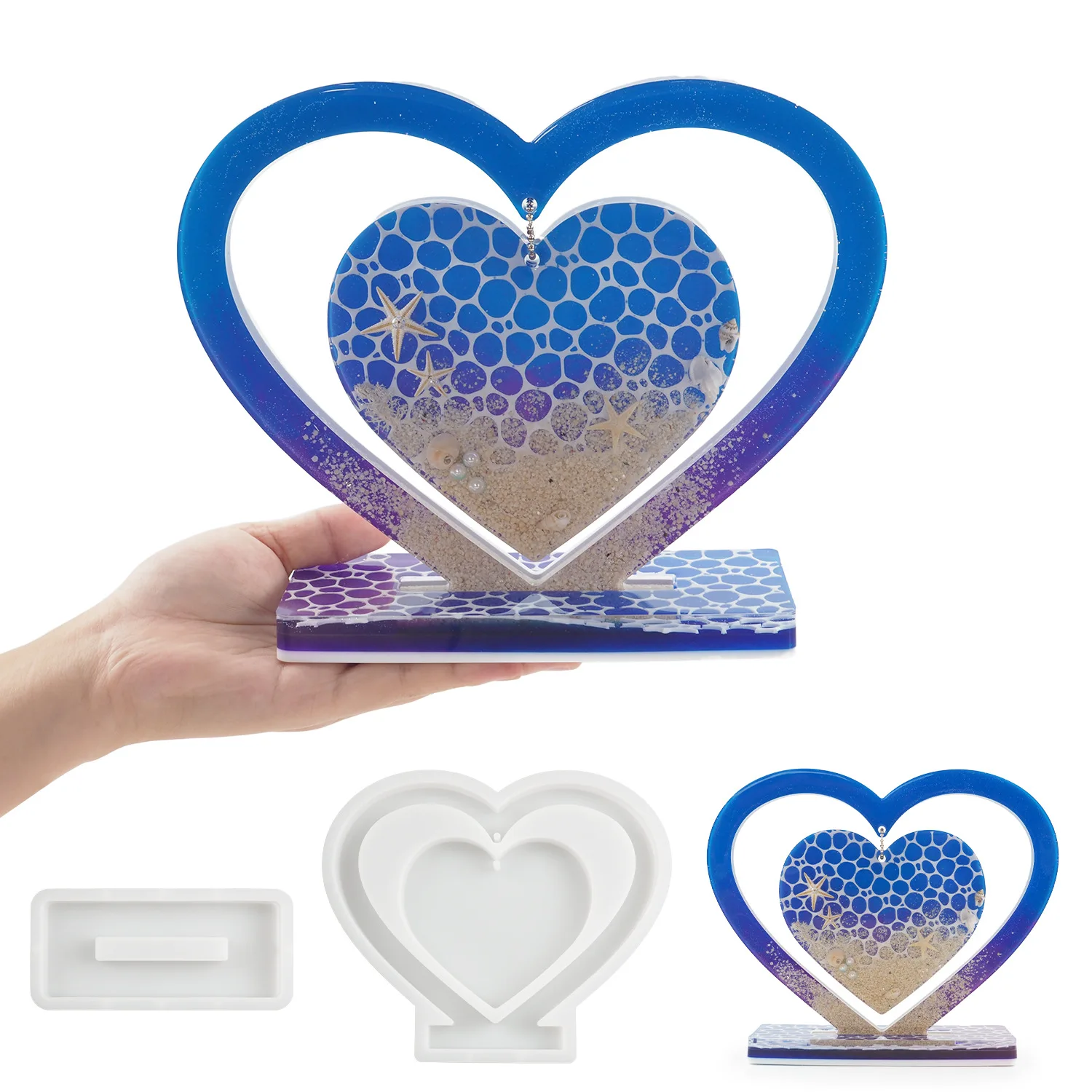 2pcs/set Large Heart Photo Frame Resin Mold, Silicone Heart Resin Mold For  DIY Epoxy Crafting