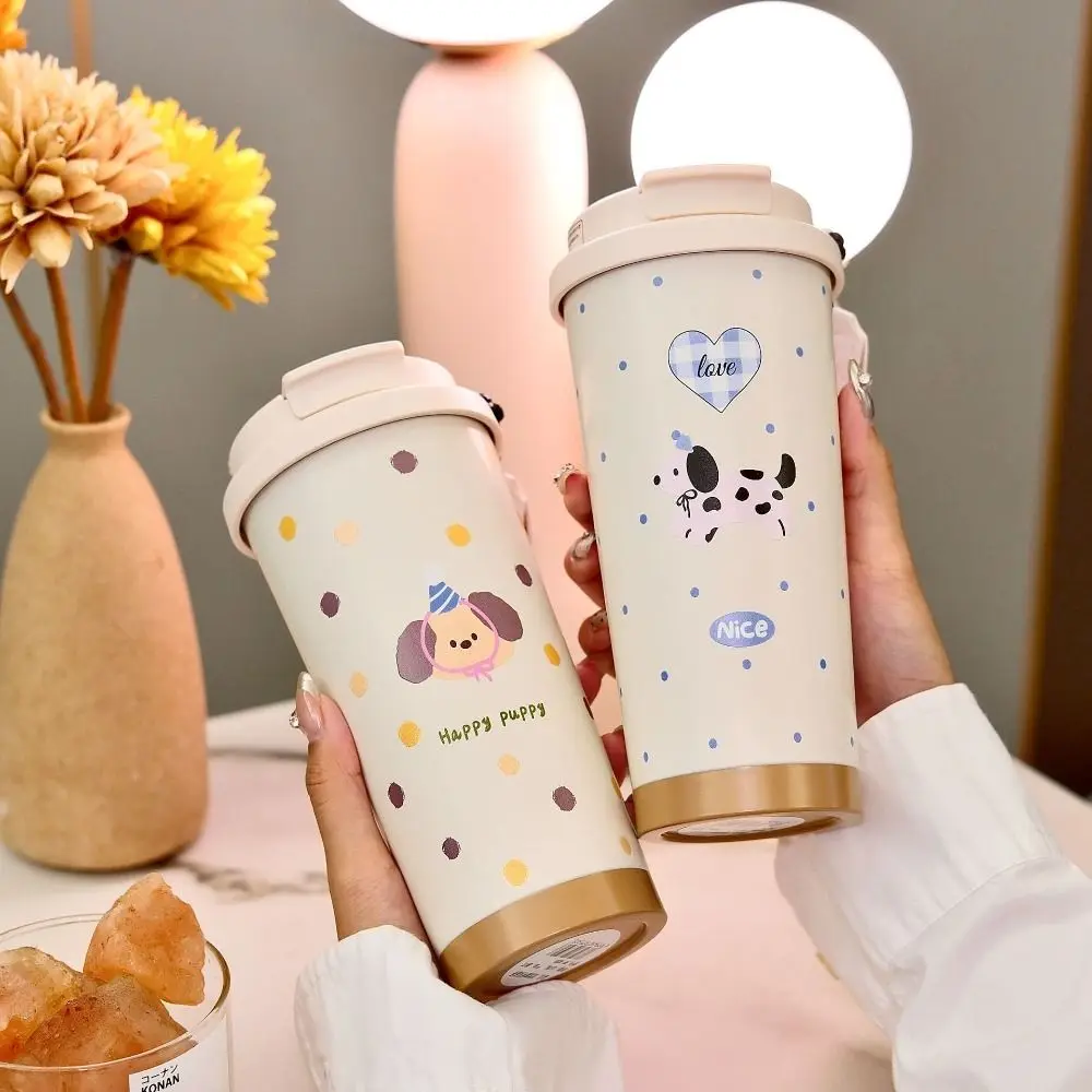 스플래시 프루프 550ml 보온 텀블러 스테인리스 스틸 대용량 보온병 빨대 포함, 흘림 방지 보온병 캠핑용