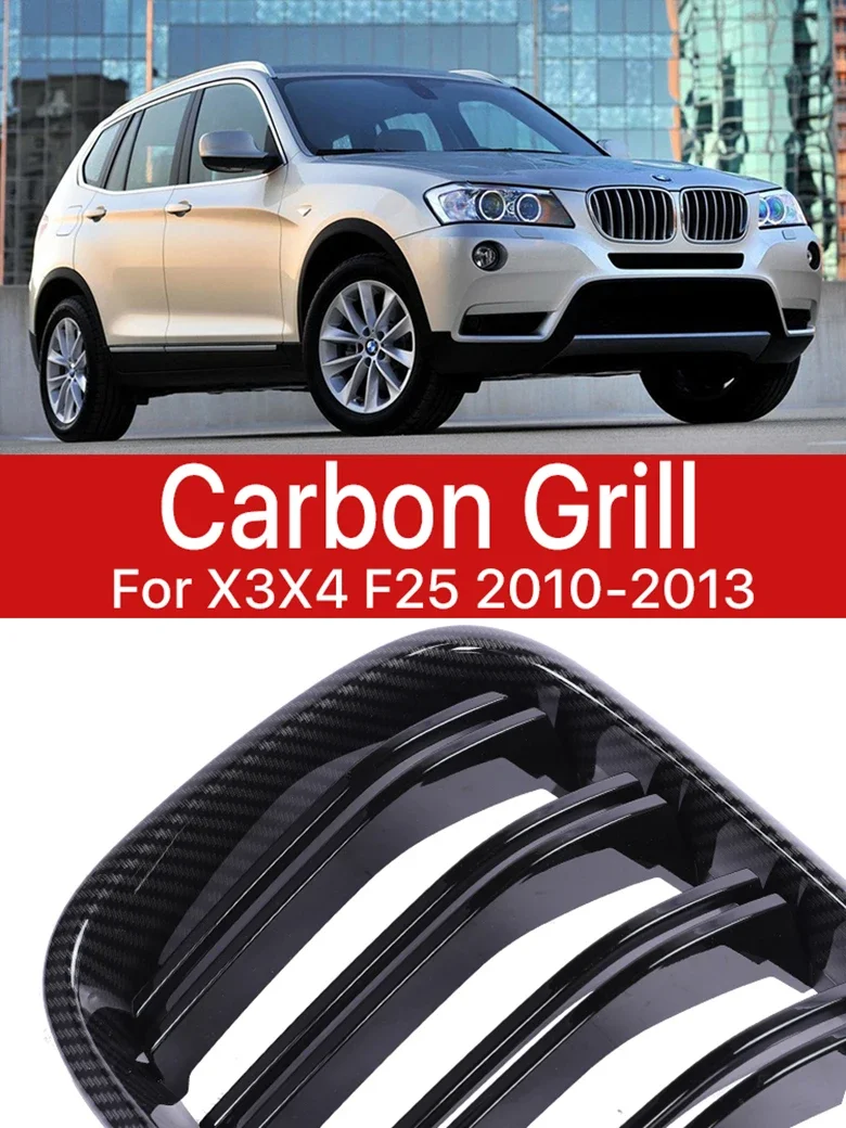 

M Sport Lower Front Bumper Kindey Grille Carbon Fiber M Styles Racing Grill Cover For BMW X3 X4 F25 F26 2010 2011 2012 2013