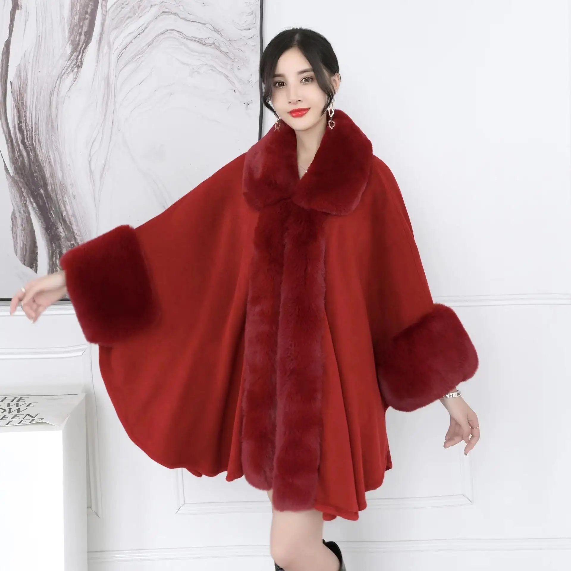 

Autumn winter new cape large cardigan loose coat women