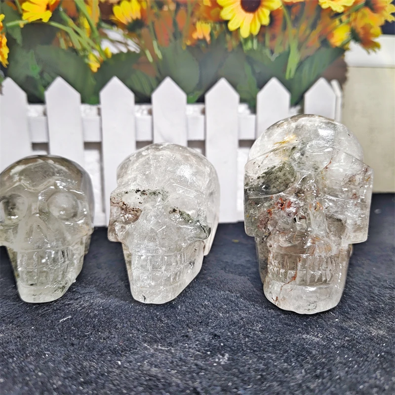 

High Quality Natural Crystal Crafts Phantom Quartz Skulls Healing Stones For Meditation