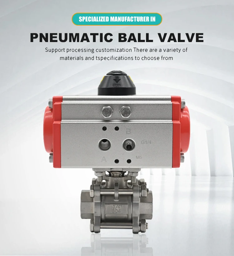 JTAIV Stainless Steel 304/316 DN32 3PC Pneumatic Thread Ball Valve