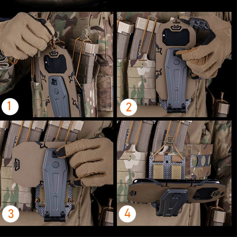 MOLLE folding navigation board, 90° rotating navigation adapter, hunting map package management panel. mobile phone holder 3