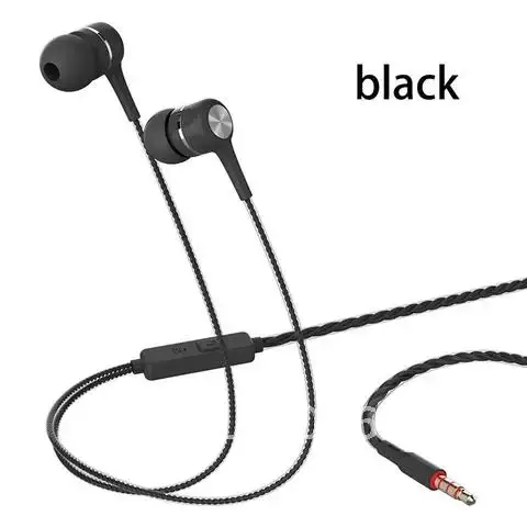 음악 스포츠 스테레오 소음 감소 헤드폰, 3.5mm 플러그 와이어 제어 헤드셋, 아이폰 아이팟 MP3 플레이어용 내장 마이크