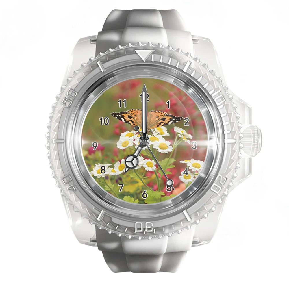 

New Fashionable Transparent Silicone White Watch Small Fresh Butterfly Flower Watches Men and Women Quartz Sports Wrist Watch
