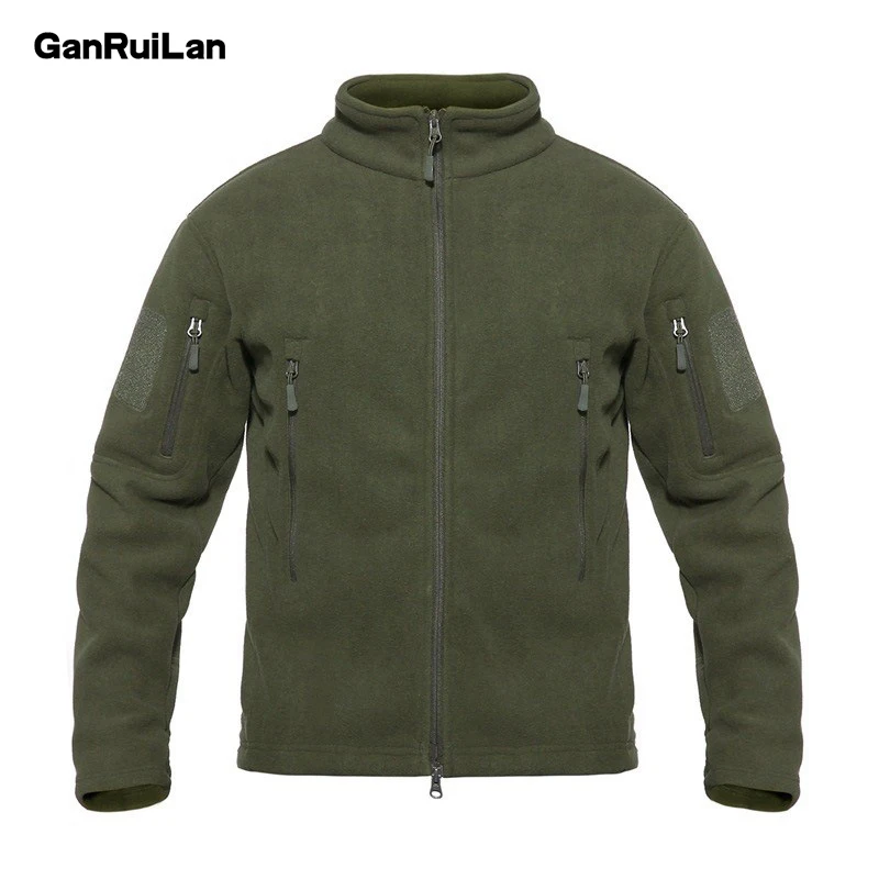 Fleece Tactical Men's Jacket Winter Stand Collar Multi Pockets Military Field Jackets Outerwear Outdoor Work Warm Coat Clothing