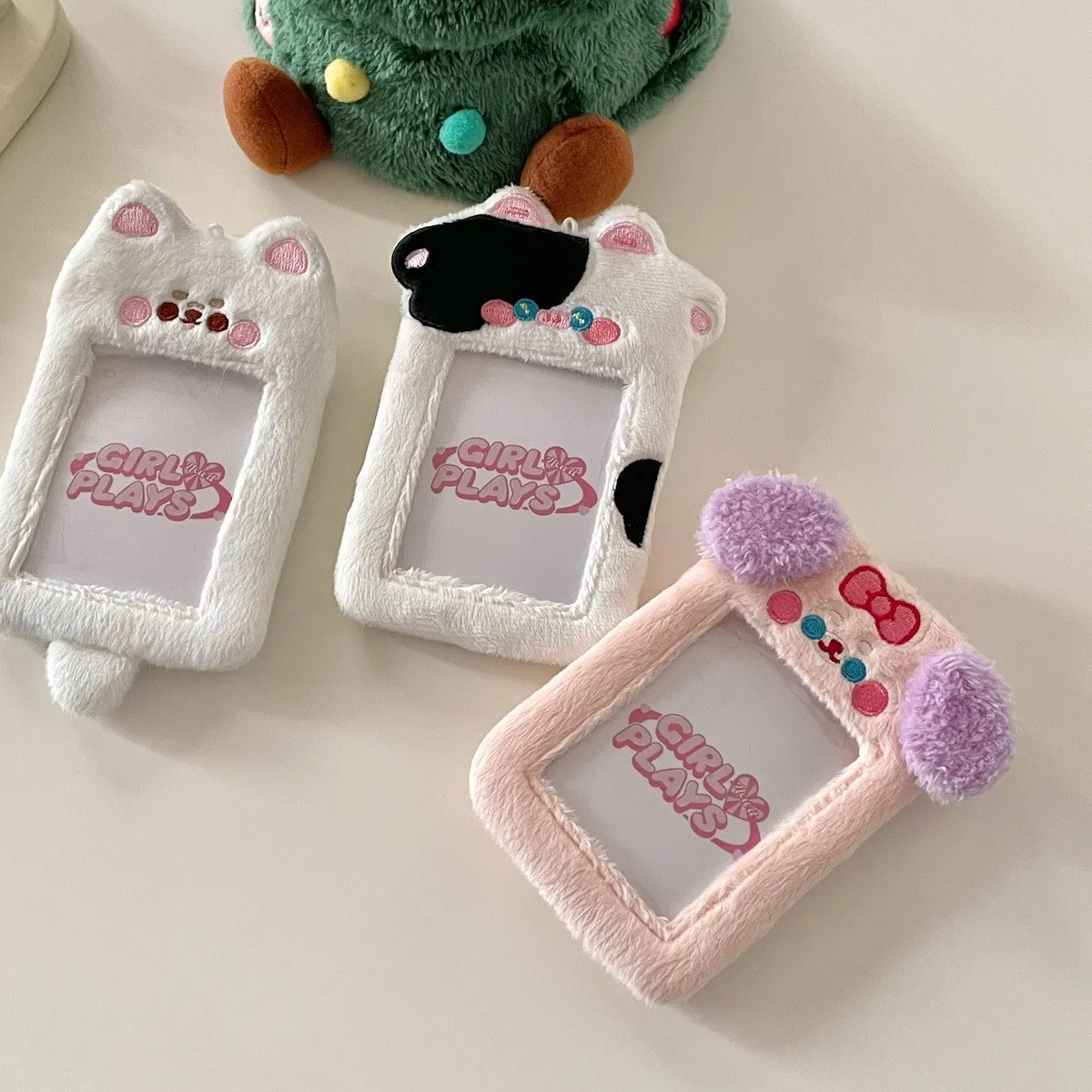 Photo Card Holder Kawaii Cartoon Animal Series Soft Plush 3 Inch Kpop School Stationery