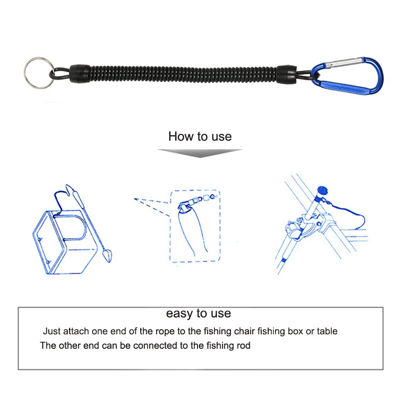 Fishing Lanyards Fishing Rope Retractable Coiled Tether Carabiner for Pliers Grips Accessories 1pcs&mdash;6Pcs