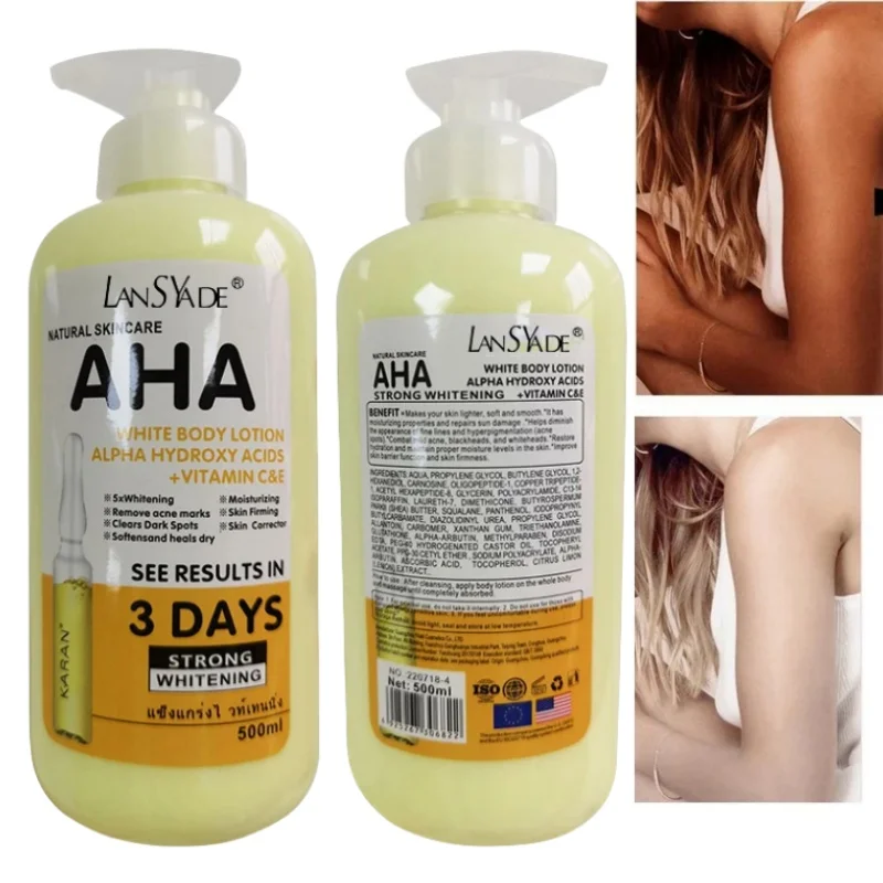 500ml Whitening Body Lotion Hydroxy Acids + Vitamin C&E Skin Beautifying Brightening Delicate Smooth Skin Care Cream body lotion