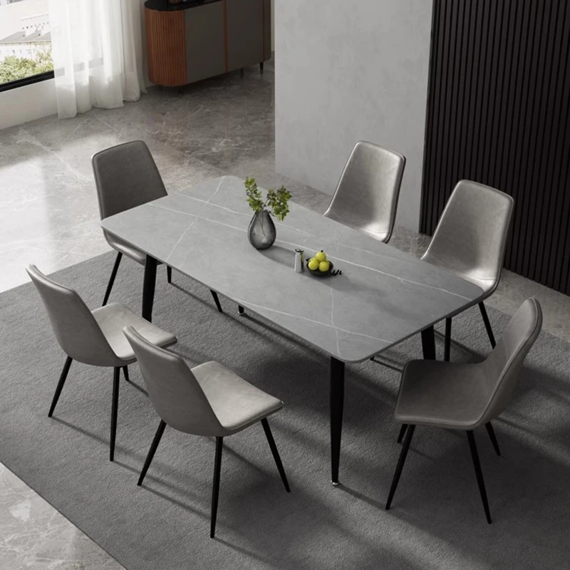 

Design Rectangle Dining Table Luxury Breakfast Sedentary Floor Dining Table Chairs Waterproof Table A Manger Home Furniture