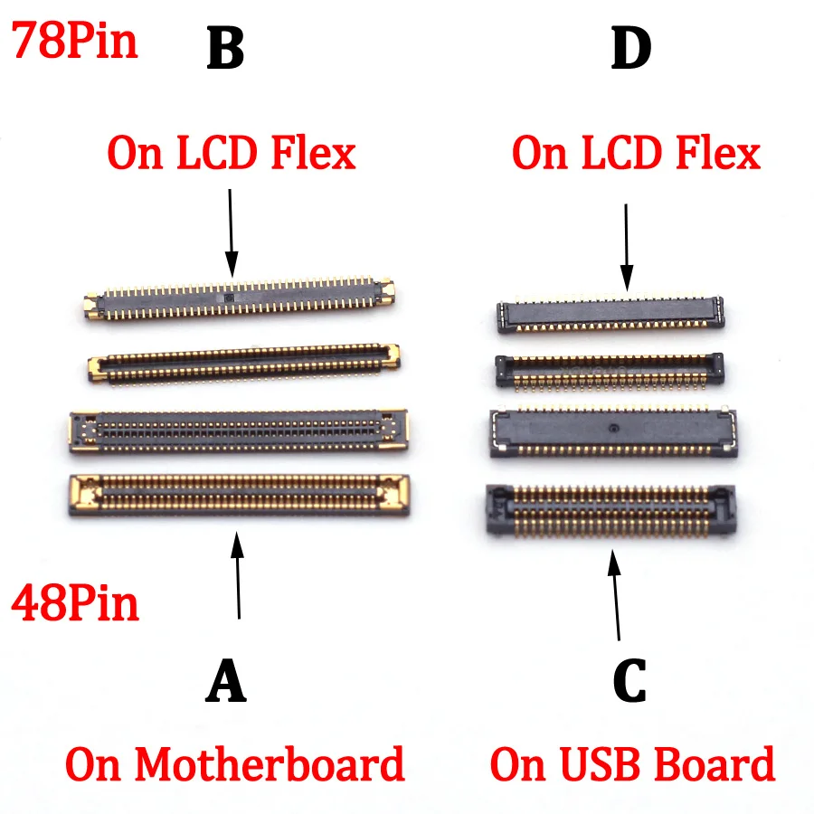 

5Pcs 78 48 Pin LCD Display Screen Flex FPC Connector For Samsung Galaxy A02 A022M A022 A022F USB Charger Charging Dock Port Plug