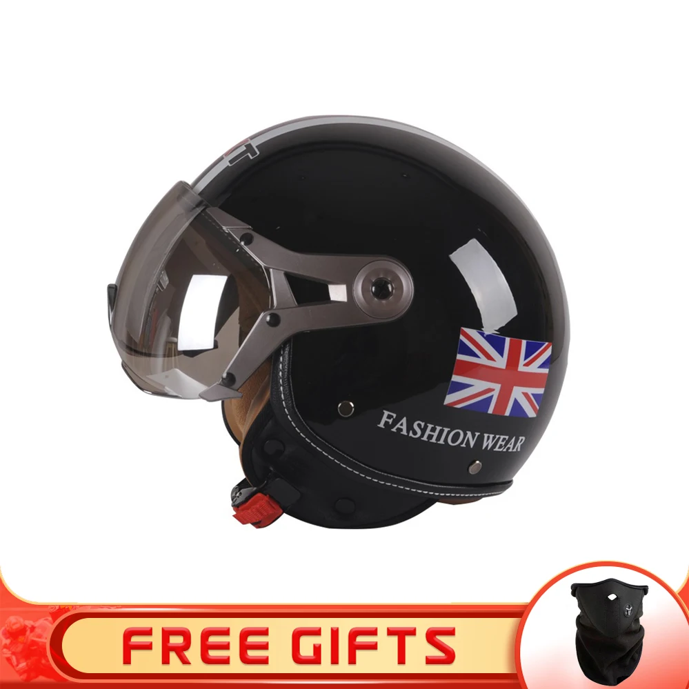 Dot Approved Scooter Bike Helmet Moto Vintage Racing Casco Moto Open Face Double Lens Dirt Bike Casco Leggero Cascos