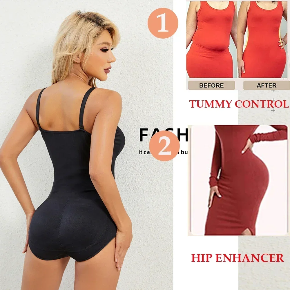 Hip Pads Shapewear Bodysuit for Women Tummy Control Open Crotch Slimming Waist Trainer Body Shaper Bodysuit