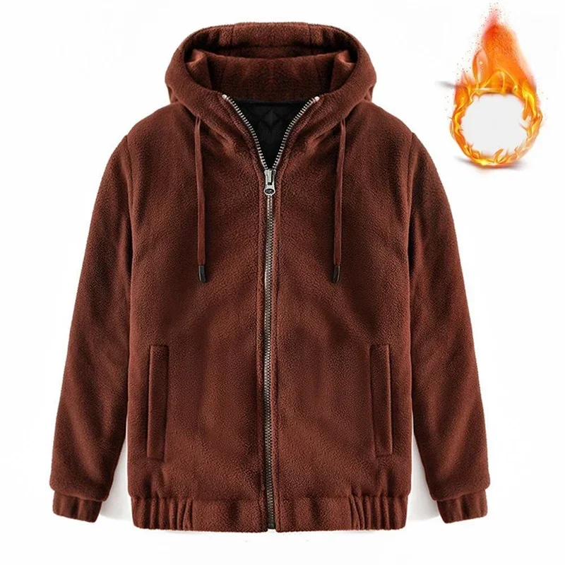

Autumn Winter New Men's Polyester 100% Long Sleeve Zip Hooded Cardigan Hoodie Casual Outerwear Men Pockets Outdoor Thick Clothes