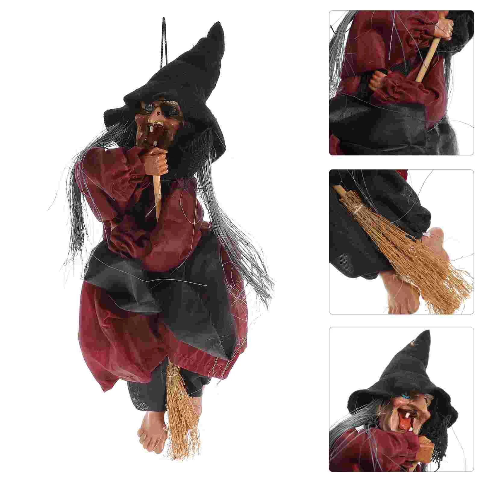 

Witches Prop Voice-activated Induction Funny Portable Decorations Broom Witch Hanging Ghost Without for Party