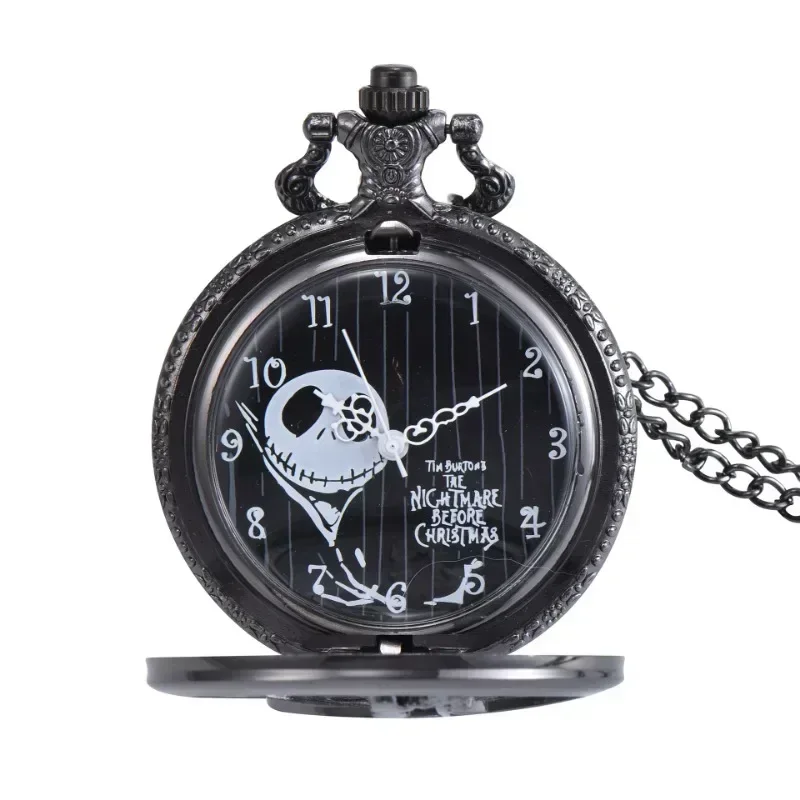 악몽 전에 크리스마스 빈티지 회중 시계 애니메이션 그림 샐리 잭 Skellington 펜던트 레트로 청동 시계 선물