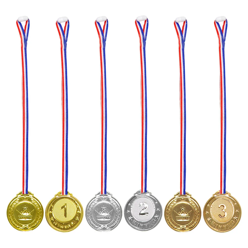 

6 Pcs 123 Medals Soccer Toy Delicate Sports Marathon Awards Encourage Plastic Child