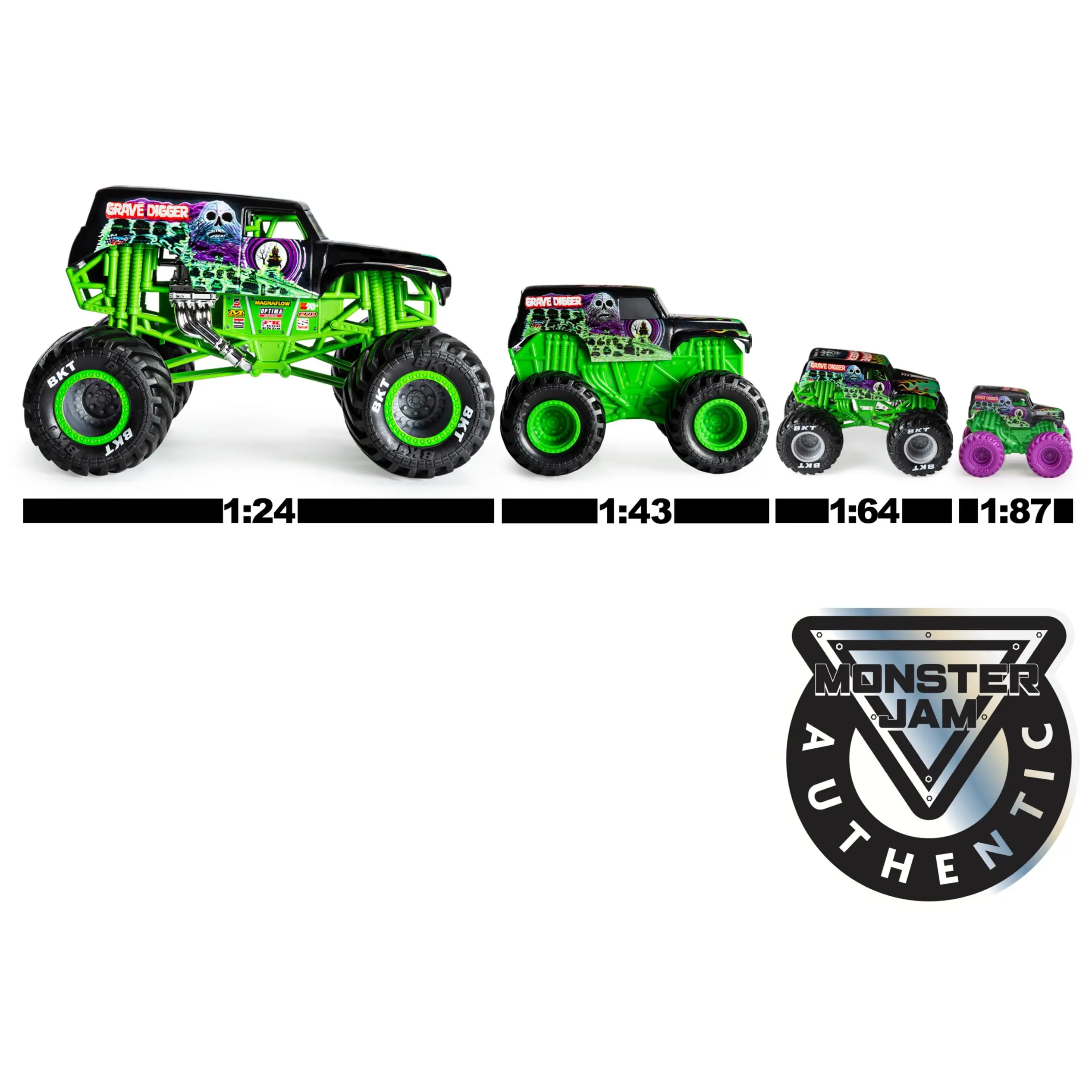 Monster Jam 1:64 Scale Die Cast Alloy Truck Toys Megalodon Sparkle Smash Grave Digger Monster Truck Boys Off-Road Racing Toys 6