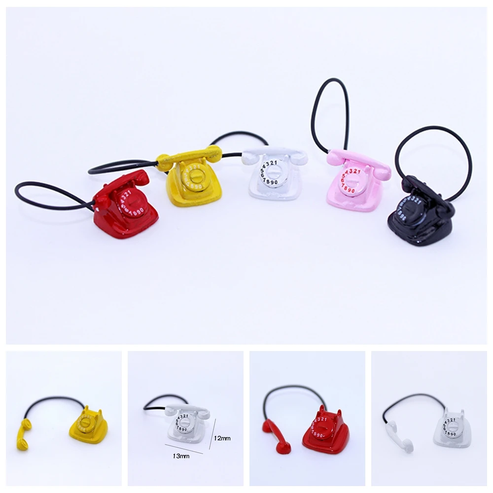 1:12 Dollhouse Miniature Phone Model Alloy Vintage Plastic Retro Rotary Telephone Dollhouse Furniture Mini Toys Decoration welly 1 24 1937 mercedes benz w125 vintage car simulation diecast car metal alloy model car kids toys collection gifts b886