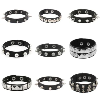Goth Punk anni '90 Bracciale in pelle PU Boho Emo Rivetti Braccialetti coordinati per coppie Bracciale Donna Uomo Gioielli Regalo di Halloween 1